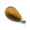 Tiger eye natural stone teardrop pendant necklace with silver metal screw top and ring - Tiger Eye Silver