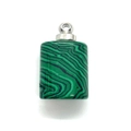 Polished rectangular malachite stone pendant with unique green wave patterns and silver loop - Malachite Silver