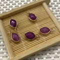 Marquise cut ruby red faceted stone pendant with gold bezel for DIY jewelry making - 9x17mm / US 13