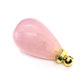 Water-drop shaped rose quartz stone pendant with a golden metal cap for DIY jewelry - Rose Quartz Gold