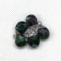 Five pieces of teardrop ruby in zoisite pendants with silver alloy clasp for DIY jewelry - Ruby in Zoisite Silver
