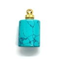 Pendente in pietra turchese a cilindro ovale con cappuccio dorato e anello per gioielli - Turchese Blu Oro