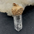 Natural white crystal hexagonal prism pendant with vintage gold cap for jewelry making - 20x30-30x70mm / No. 12 (Clear White Crystal Style)