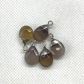 Waterdrop-shaped natural stone pendants in warm yellow and gray-purple with silver loops - Yellowish Purple Style (No. 11 Silver)