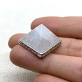 Pyramid white moonstone pendant with heart engraved silver base on finger display - 28x32mm / White Crystal