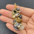 Handmade wire wrapped baroque pearl pendant with colorful natural stones for DIY jewelry - Multi-tone Pearl Gold Wire Style (No. 1)