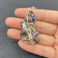 Handcrafted baroque pearl pendant with colorful stones and silver wire wrapping - Pearl Crystal Silver Wire Style (No. 2)