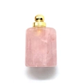 Pendaglio per olio essenziale in quarzo rosa naturale con tappo in metallo dorato - Rosa Oro