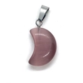 Pink opal crescent moon pendant with silver bail for DIY jewelry making and necklaces - 12x18mm / Purple Cat's Eye (No. 30)