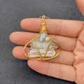 Handmade gold wire-wrapped baroque pearl and shell pendant for DIY necklace crafting - Style 5 (Mother of Pearl Gold Wire)