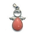 Ciondolo ad ali d'angelo con pietra naturale rosa a goccia e finitura argento - Rosa (N. 5)