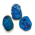 Onregelmatige donkerblauwe druzy agaat hangers met vergulde randen voor sieraden - 30x36cm / Blauw