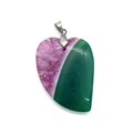 Handcrafted natural agate heart shaped pendant with unique purple and green split colors - 32x45mm / Style 1 (Green Purple)