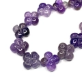 Purple amethyst clover-shaped beads with natural polished semi-transparent texture - 14mm / Purple Crystal