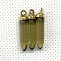 Three hexagonal crystal point pendants with gold caps and loops for jewelry making - Tea Crystal (No. 3)