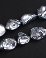 Baroque style irregular metallic silver beads with textured surface for jewelry making - 17x20mm / Silver Gray