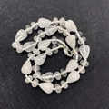 Detail of water drop shaped natural stone beads with silver metal lobster clasp necklace - White Crystal