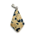 Rhombus kite shape dalmatian jasper stone pendant with silver clasp for DIY necklace - Dalmatian Jasper (1)