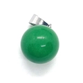 Classic 14mm green jadeite sphere pendant with elegant silver metal bail on white background - 14mm / Green Jade