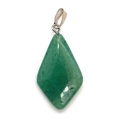 Rhombus-shaped green aventurine gemstone pendant with silver bail for DIY necklaces - Green Aventurine