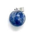 Blue natural stone ball pendant with silver clasp and white mottled marble texture - 14mm / Blue Spot Stone
