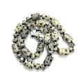 Dalmatian Jasper stone necklace with cylindrical beads and silver lobster clasp - Dalmatian Jasper