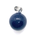Blue goldstone sphere pendant with silver bail featuring sparkling starry night effect - 14mm / Blue Sandstone
