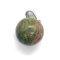 Pendentif boule en pierre unakite polie avec bélière en métal argenté pour colliers - 14mm / Unakite