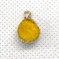 Yellow teardrop druzy stone pendant with gold metal frame for DIY jewelry making - 10x16mm / Yellow