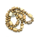 Natural Picture Jasper beads necklace with earthy brown textures and yellow cord - Jasper