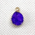 Purple natural stone teardrop pendant with gold-plated edge for DIY necklaces - 10x16mm / Purple