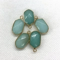 Faceted light green aventurine hexagonal pendants with gold plated metal edges - US 7