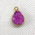 Teardrop purple druzy crystal pendant with gold plating for DIY jewelry necklaces - 10x16mm / Pink