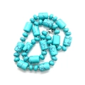 Turquoise color barrel bead necklace with black matrix veins and silver lobster clasp - Blue Turquoise