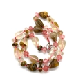 Handmade necklace with 11x20mm teardrop agate beads and pink quartz stones - Watermelon Skin (Striped)
