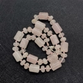 Natural rose quartz beaded necklace with cylinder and round stones in soft pink - Rose Quartz