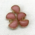 Pink semi-circle natural stone pendants with gold plating for DIY jewelry making - 13x14mm / Pink (8#)