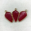 Drie rode kristallen hangers in kogelvorm met gouden rand voor DIY-sieraden maken - US 9