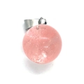 Pendentif boule en quartz rose naturel avec attache en métal argenté pour collier - 14mm / Taille 17