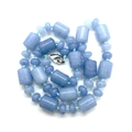 Blue natural stone necklace with cylindrical and abacus beads and a silver clasp - Synthetic Aquamarine