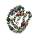 Mixed natural gemstone necklace featuring drop-shaped beads and metallic lobster clasp - India Agate