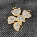 Semi-circle light pink stone charms with gold metal edges for DIY jewelry making - 13x14mm / White Crystal