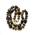 Handmade necklace with tiger eye stone beads in teardrop shape and silver lobster clasp - Tiger's Eye