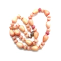 Pink and orange opal teardrop stone beaded necklace with a secure silver lobster clasp - Pink Natural Stone (#25)