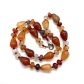Bohemian teardrop natural stone necklace with red mixed beads and lobster clasp - Red Agate