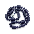 Deep blue sandstone beaded necklace with cylindrical stones and lobster clasp - Blue Sandstone