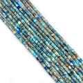 Polished Imperial Jasper cylinder beads in lake blue and brown marble textures - Lake Blue Mottled (No.7)