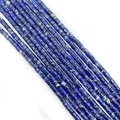 Deep blue Imperial Jasper cylinder tube loose beads with natural marble texture for DIY jewelry - Dark Blue Marble (No.10)