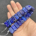 Perline rettangolari in pietra imperiale blu scuro con venature per gioielli fai da te - 10x20mm / Venatura a Rete Blu Scuro (No.7)