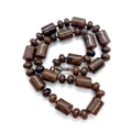 Polished reddish-brown natural stone barrel bead necklace with silver lobster clasp - Swan Stone